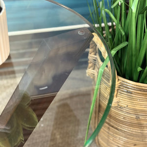 Glass Top Mocha Side Table