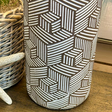 Load image into Gallery viewer, Taupe/White Geometric Lamp
