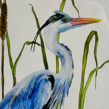 Load image into Gallery viewer, Blue Egret In Cattails Art

