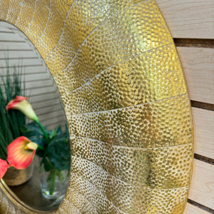 Gold Textured Round Mirror