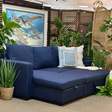 Load image into Gallery viewer, 2PC Blue Chofa w/ Pop-Up Trundle
