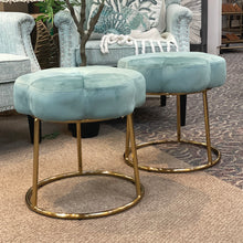 Load image into Gallery viewer, Blue Flower Vanity Stool
