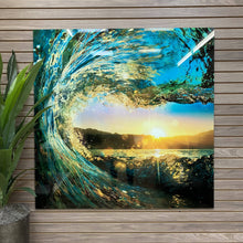 Load image into Gallery viewer, Tempered Glass Wave W/Gold Leaf
