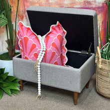 Load image into Gallery viewer, Grey Storage Ottoman
