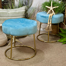 Load image into Gallery viewer, Blue Flower Vanity Stool
