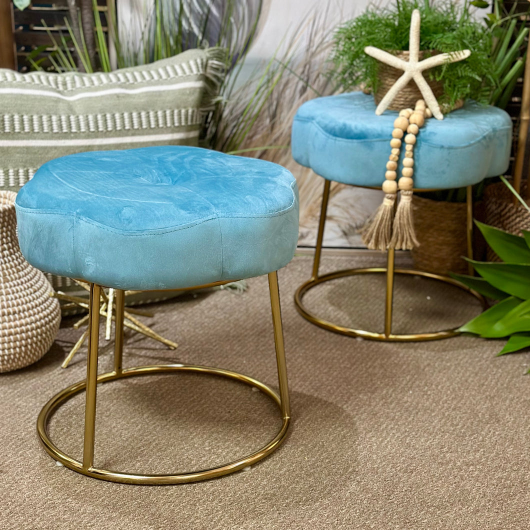 Blue Flower Vanity Stool