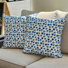 Load image into Gallery viewer, Blue/White Spotted Outdoor Pillow
