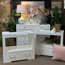 Load image into Gallery viewer, Designer White Lacquer Bedside Table

