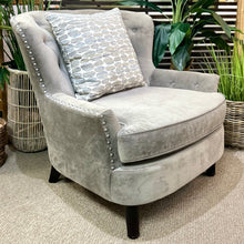 Load image into Gallery viewer, Grey Tufted Accent Chair
