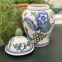 Load image into Gallery viewer, Blue/Green Floral Jar
