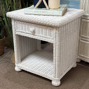 White Wicker Nightstand