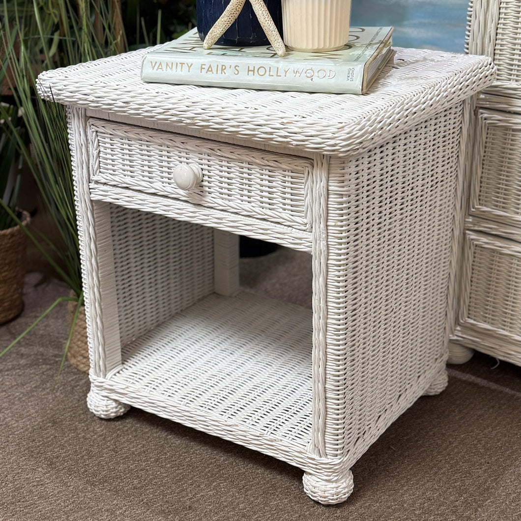 White Wicker Nightstand