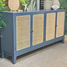 Load image into Gallery viewer, Blue &amp; Raffia 4DR Cabinet
