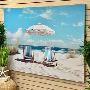 Beach Chairs On Beach Canvas
