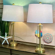 Load image into Gallery viewer, Gold &amp; Glass Table Lamp
