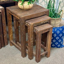 Load image into Gallery viewer, Set/3 Reclaimed Wood Nesting Tables
