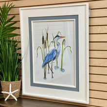 Load image into Gallery viewer, Blue Egret In Cattails Art

