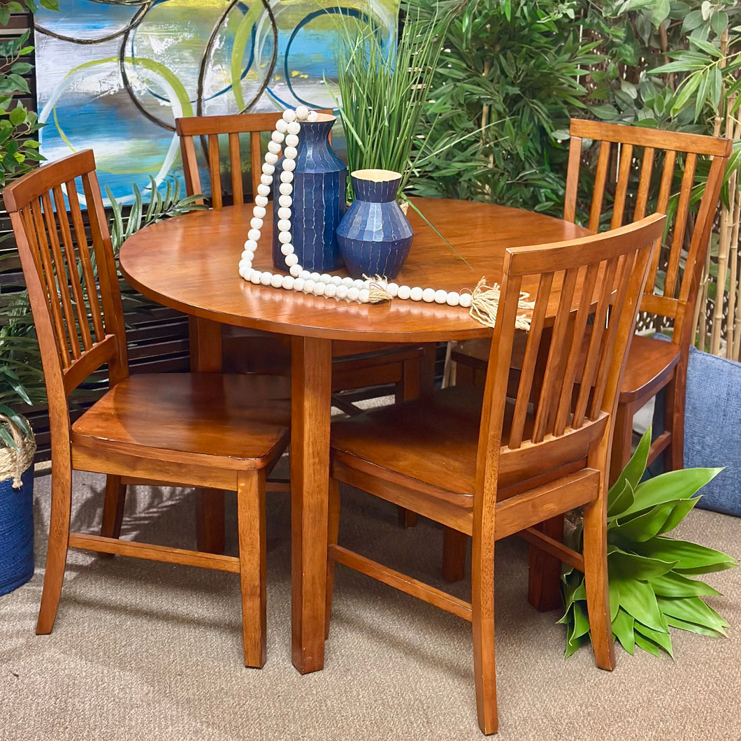 5PC Round Wood Dining Set