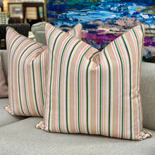 Load image into Gallery viewer, Pink/Green Striped Down Pillow
