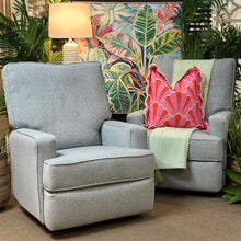 Load image into Gallery viewer, Powder Blue Swivel Recliner
