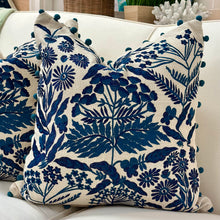Load image into Gallery viewer, Blue Floral Down Pillow
