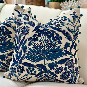 Blue Floral Down Pillow