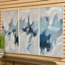 Load image into Gallery viewer, Blue Abstract Triptych Art
