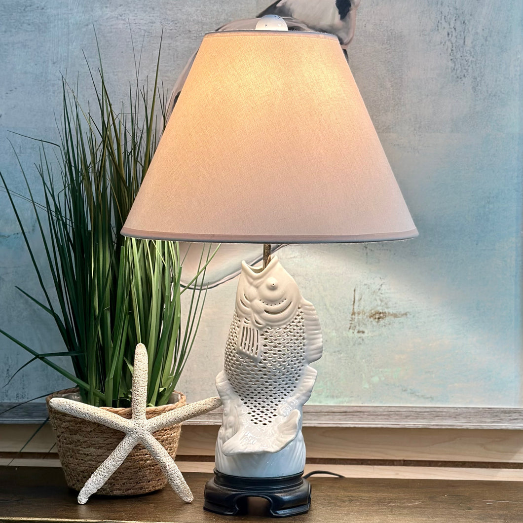 White Pierced Fish Lamp