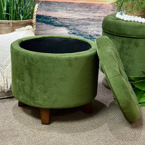 Green Round Storage Ottoman
