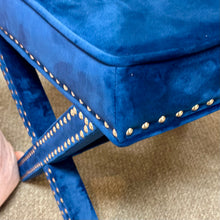 Load image into Gallery viewer, Blue Velvet Ottoman
