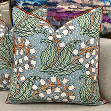 Load image into Gallery viewer, Blue Flower Vine Down Pillow
