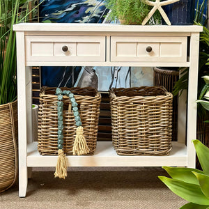 White 2DRW Console w/Baskets