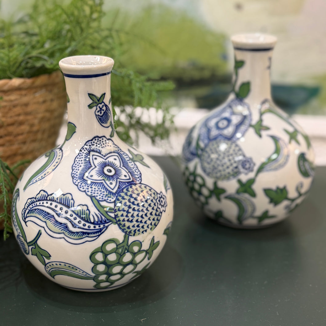 Blue/Green Floral Vase