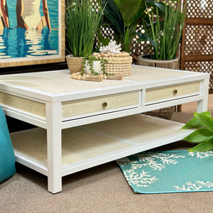 White Cane Coffee Table
