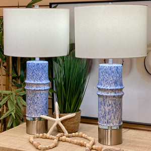 Speckled Blue Ceramic Lamp