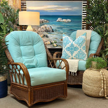 Load image into Gallery viewer, Aqua/Rattan Swivel Rocker
