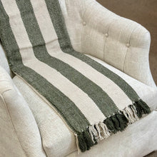 Load image into Gallery viewer, Natural &amp; Green Striped Throw
