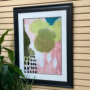 Pink/Green Abstract II Framed Art