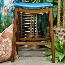 Load image into Gallery viewer, Teal Nailhead Stool
