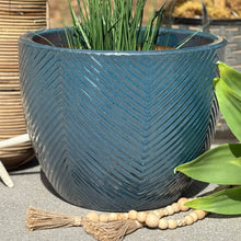 Load image into Gallery viewer, LG Blue Textured Clay Pot
