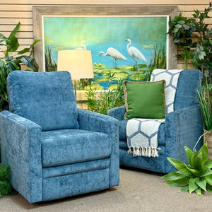 Blue Swivel Recliner