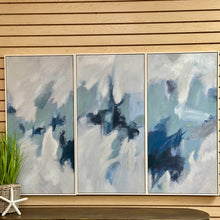 Load image into Gallery viewer, Blue Abstract Triptych Art
