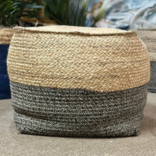 Load image into Gallery viewer, Grey/Jute Pouf
