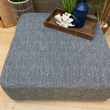 Load image into Gallery viewer, Navy Patterned Ottoman
