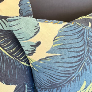 Blue/Green Tropical Leaf Pillow