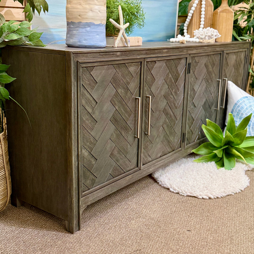 4DR Grey Chevron Cabinet