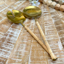 Load image into Gallery viewer, Gold/Jute Salad Servers
