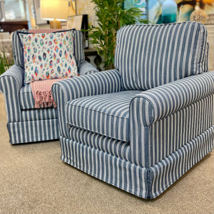 Blue Striped Swivel Chair