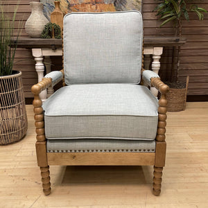 Spindle Chair w/ Light Blue Upholstery