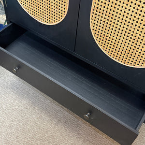 2DR Black Cane Cabinet